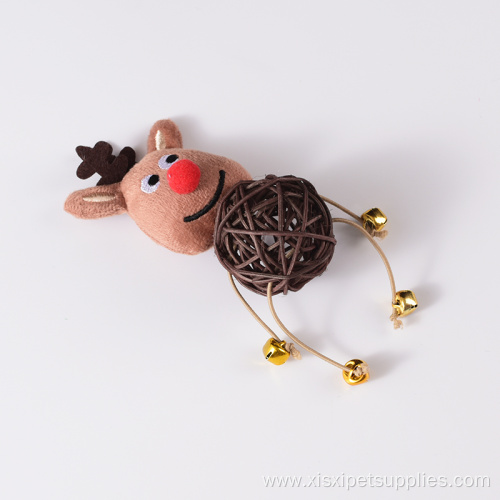 christmas cat toy animal shape rattan pet cat